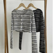 KR 薄款間條CROP CARDIGAN｜2 COLORS