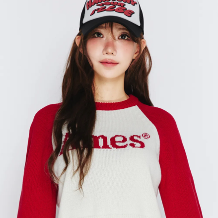 [UNISEX] AMES - BASIC RAGLAN PULLOVER KNIT (RED)