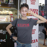 (現貨) SCULPTOR - Classic Logo Piping Crop Top (Charcoal)