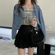 KR 薄款間條CROP CARDIGAN｜2 COLORS