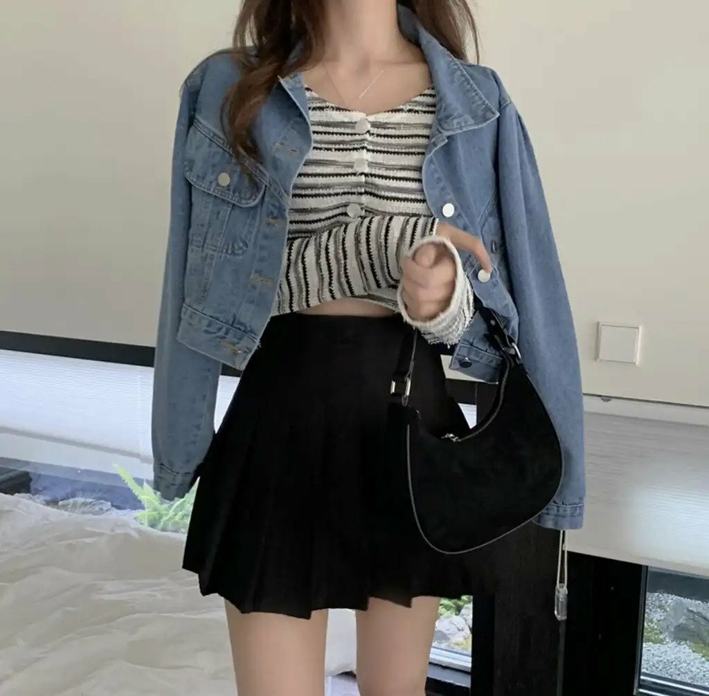 KR 薄款間條CROP CARDIGAN｜2 COLORS