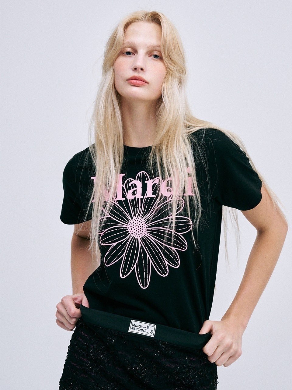 MARDI MERCREDI - SLIM TSHIRT FLOWERMARDI (BLACK PINK)