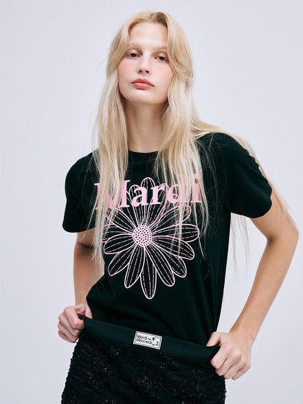 MARDI MERCREDI - SLIM TSHIRT FLOWERMARDI (BLACK PINK)