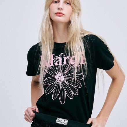 MARDI MERCREDI - SLIM TSHIRT FLOWERMARDI (BLACK PINK)