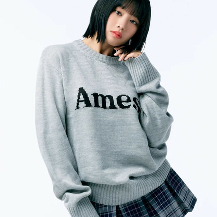 [UNISEX] AMES - BASIC PULLOVER KNIT (GREY)