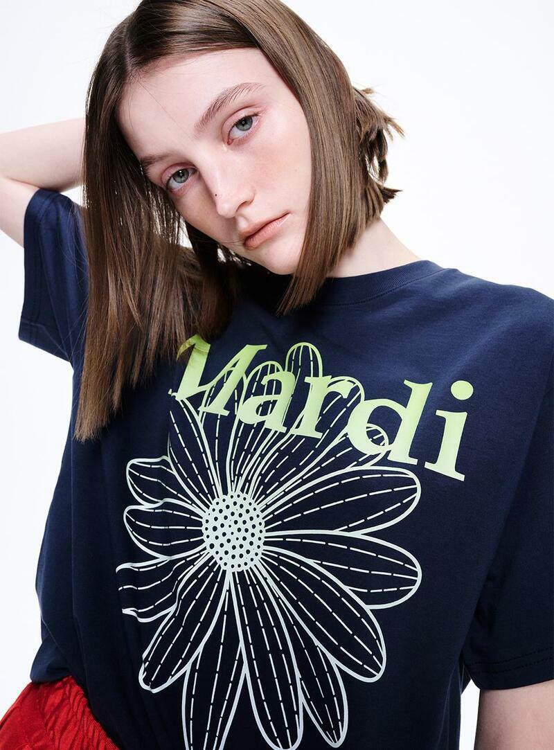 MARDI MERCREDI - TSHIRT FLOWERMARDI GRADATION｜NAVY APPLEGREEN