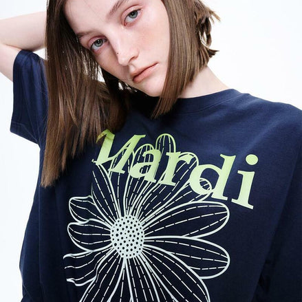 MARDI MERCREDI - TSHIRT FLOWERMARDI GRADATION｜NAVY APPLEGREEN