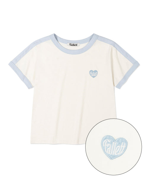 fallett - heart emblem ringer short sleeve (SKY BLUE)