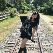 [KARINA同款] illio - LOVER ONE SHOULDER T-SHIRTS (BLACK)