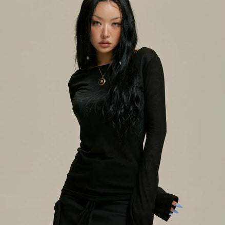 gila archive - STAR WING SHEER LONG SLEEVE (BLACK)