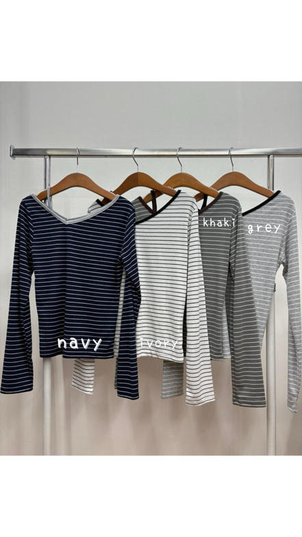 KR STRIPED ONE OFF SHOULDER TOP (4 COLORS)