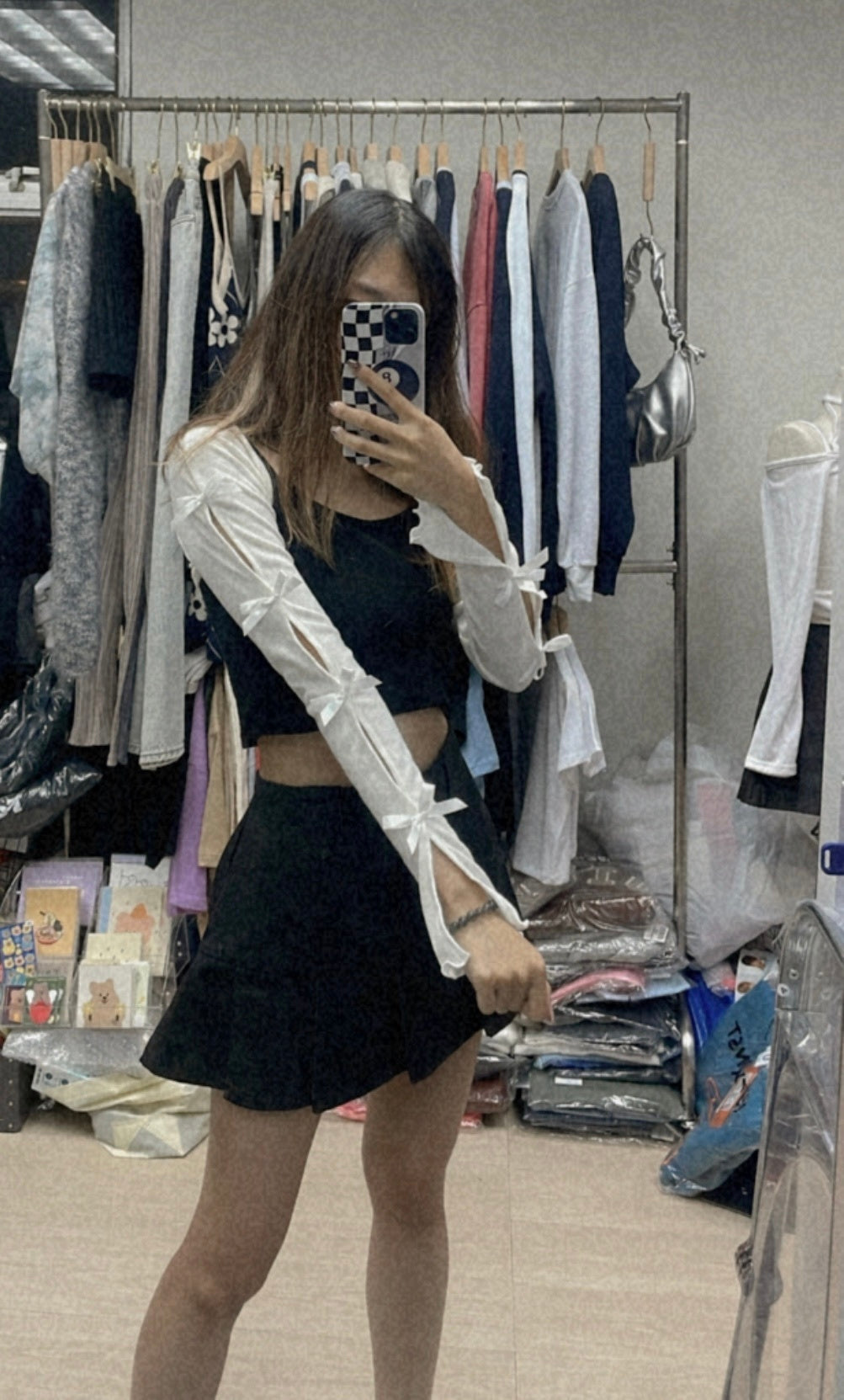 KR RIBBONS SLEEVES CARDIGAN (2 COLORS)