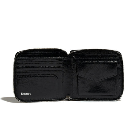 CRINKLE ZIPPER WALLET (BLACK)