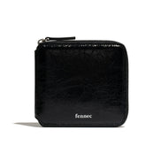 CRINKLE ZIPPER WALLET (BLACK)
