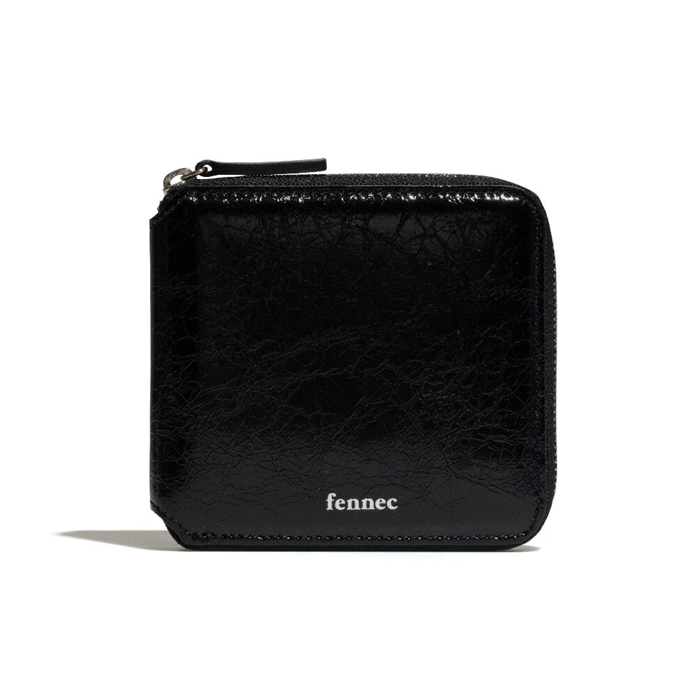 CRINKLE ZIPPER WALLET (BLACK)