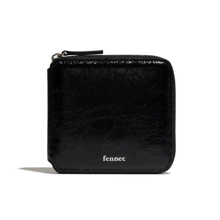 CRINKLE ZIPPER WALLET (BLACK)