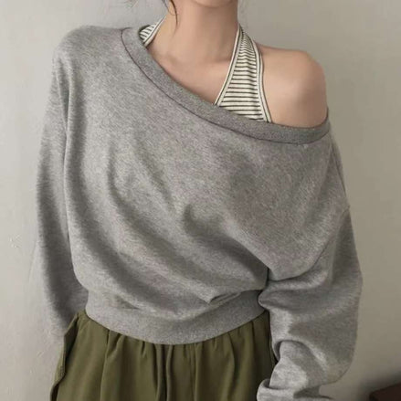 KR STRIPE SLEEVELESS & OVERSIZED SWEATSHIRT SET (3 COLORS)