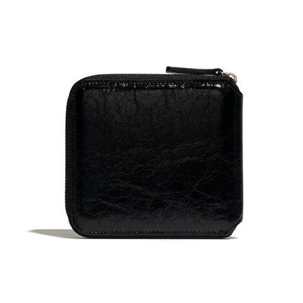 CRINKLE ZIPPER WALLET (BLACK)