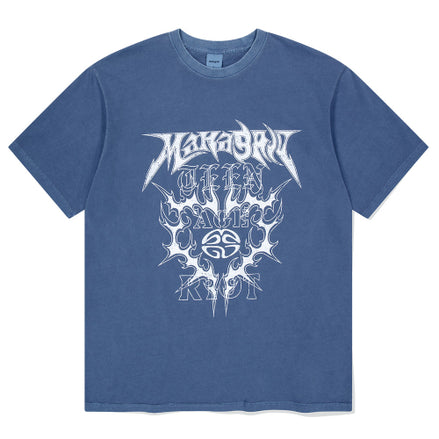 MAHAGRID - FLAME HEART PIGMENT TEE (BLUE)