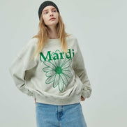 MARDI MERCREDI -  SWEATSHIRT FLOWERMARDI_OATMEAL GREEN