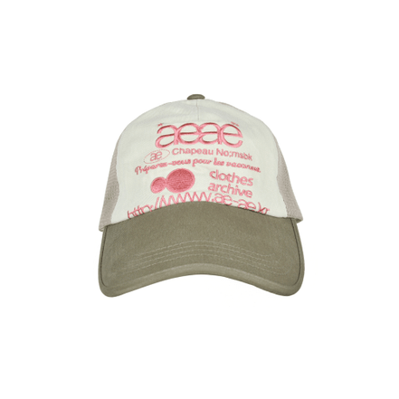AEAE WEB LOGO MESH CAP - [OLIVE/BEIGE]
