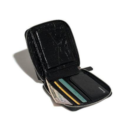 CRINKLE ZIPPER WALLET (BLACK)