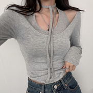 KR 純色CROP TEE ＋ 背心 SET