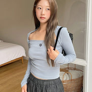 muahmuah - LOGO STITCH BOLERO LONG SLEEVE (BLUE)