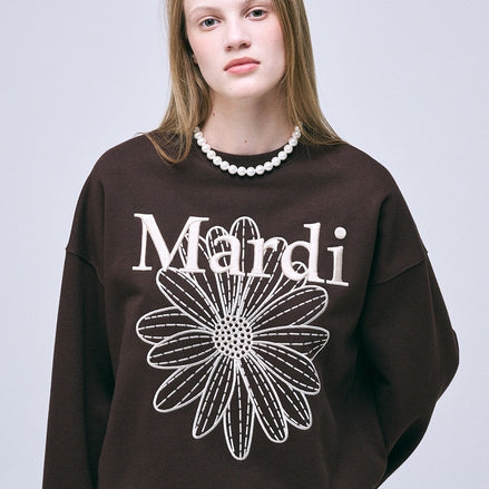 MARDI MERCREDI - SWEATSHIRT FLOWERMARDI NEEDLEWORK (BROWN CREAM)