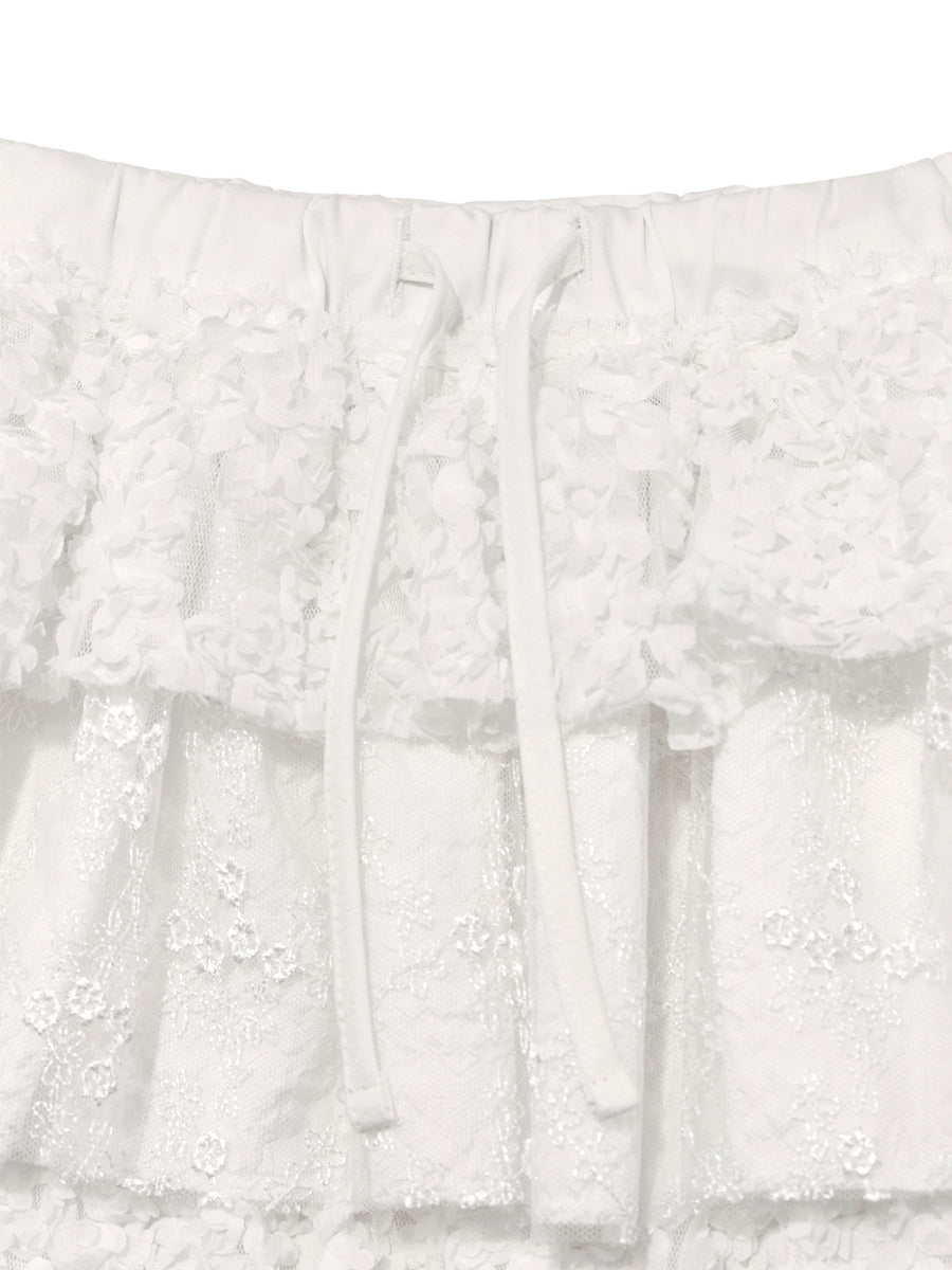 (現貨) glowny - girlfriend lace ruffle mini skirt (WHITE)
