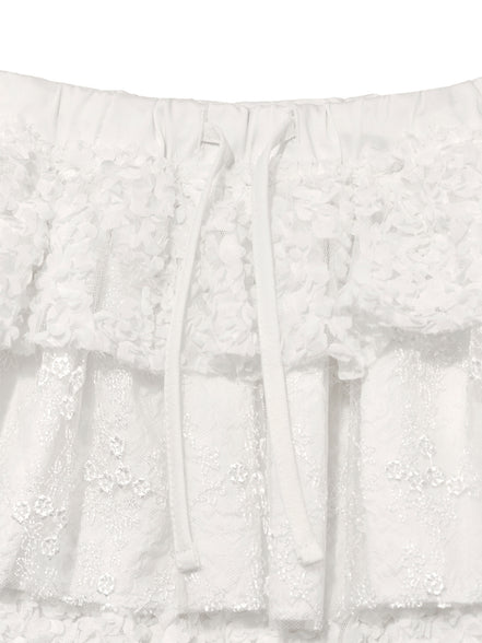 (現貨) glowny - girlfriend lace ruffle mini skirt (WHITE)