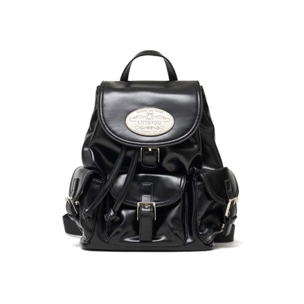 (JENNIE同款) LOTSYOU -NOSTALGIA CHUBBY BACKPACK (Leather Black)