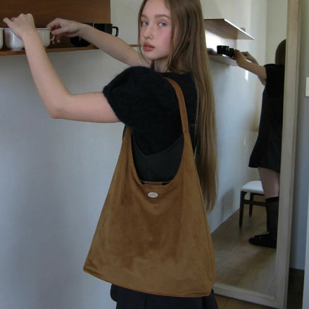 Dumaro - Merci Suede Shoulder Bag (Camel)