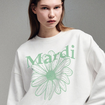 MARDI MERCREDI -  SWEATSHIRT FLOWERMARDI (WHITE MINT)