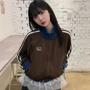 odd studio - sporty track semi crop knit zipup (7 colors)
