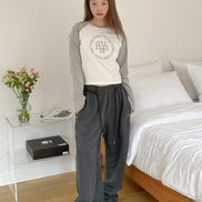 muahmuah - STITCH LOGO RAGLAN LONG SLEEVE (GREY)
