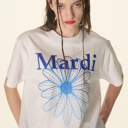 MARDI MERCREDI - TSHIRT FLOWERMARDI GRADATION｜WHITE BLUE