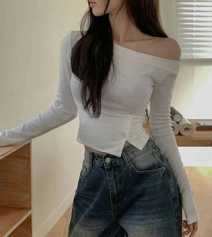 KR BUTTON SLASH TOP (3 COLORS)