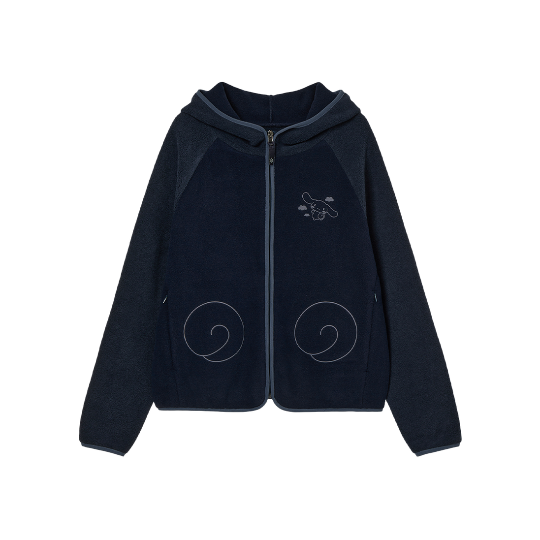 aeae x cinnamoroll - Fleece Hoodie Zip Up (NAVY)