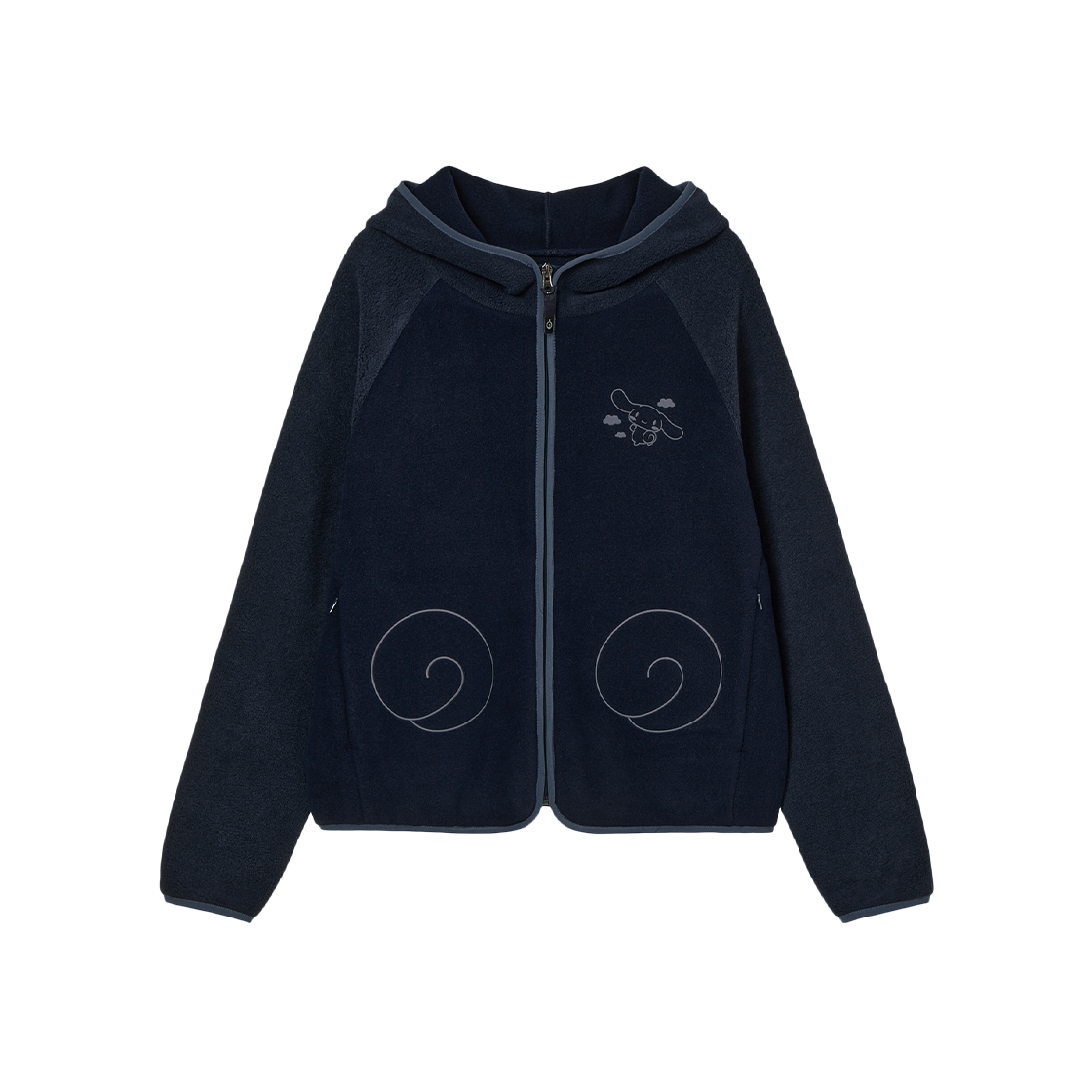 aeae x cinnamoroll - Fleece Hoodie Zip Up (NAVY)