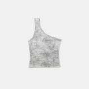 Bad Blood - Liner Patch One Shoulder Tank (Washed White)