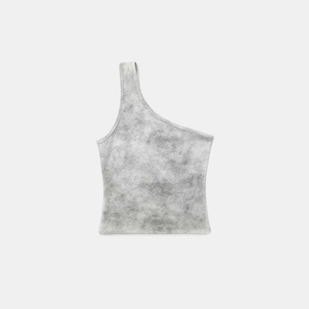 Bad Blood - Liner Patch One Shoulder Tank (Washed White)