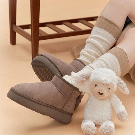 SHOOPEN - SUEDE FLEECE FLATFORM SHORT BOOTS (5 COLORS)