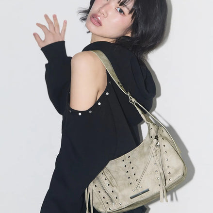 illigo - riff eyelet shoulder bag (beige)