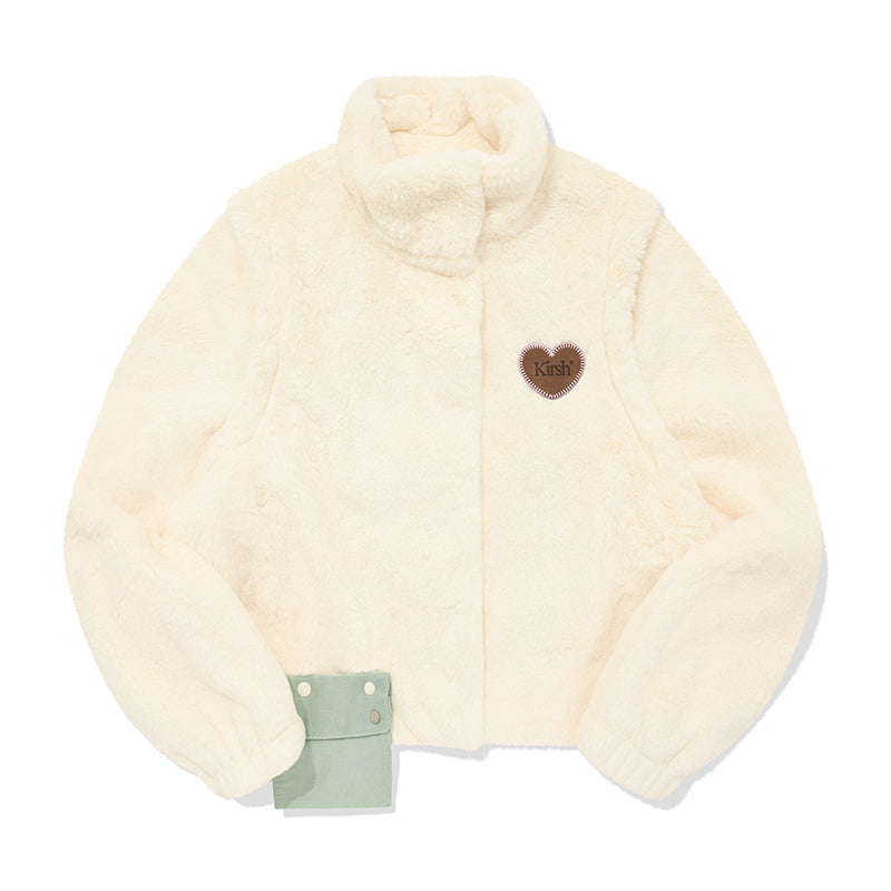 (現貨) kirsh - Pocket Point Two-Way Crop Fur Jacket (Ivory)