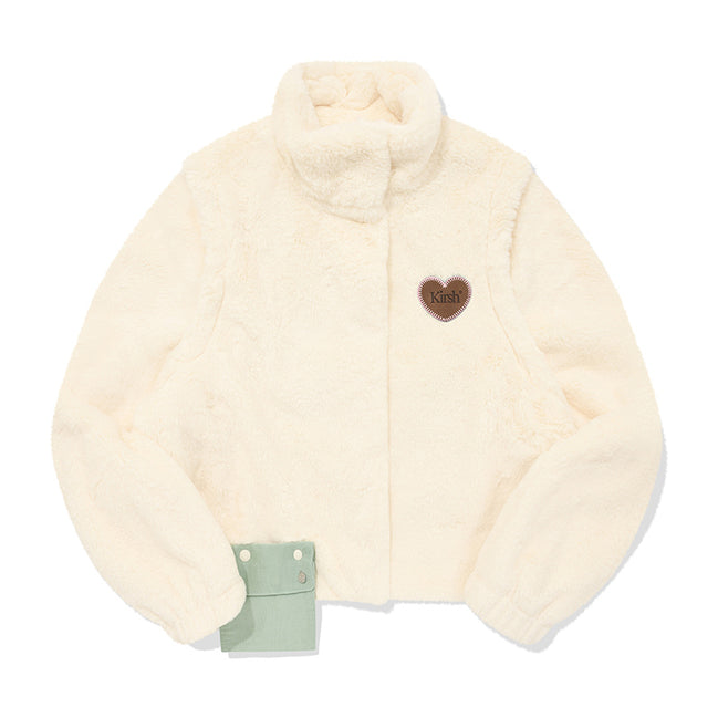(現貨) kirsh - Pocket Point Two-Way Crop Fur Jacket (Ivory)