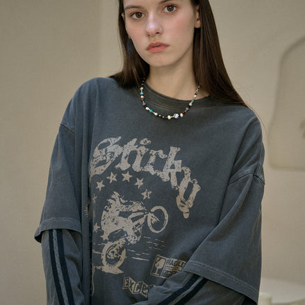 CPGN STUDIO - Willy Layered Pigment Long Sleeve (Smoke Black)