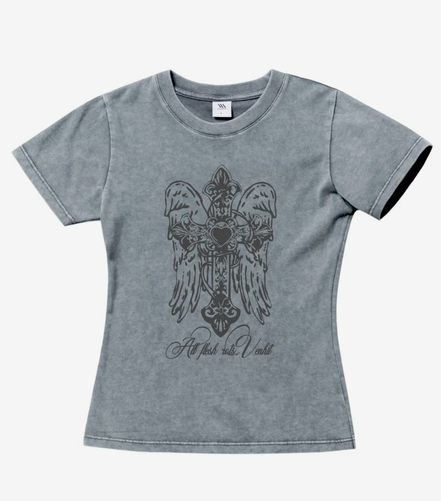 venhit - cross angel washed slim fit tshirt (2 colors)