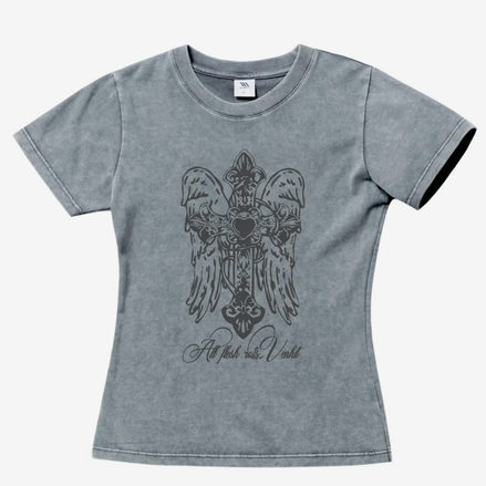 venhit - cross angel washed slim fit tshirt (2 colors)