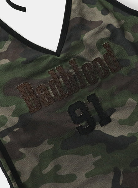 bad blood - Vintage Club Halter Tank (Green Camo)